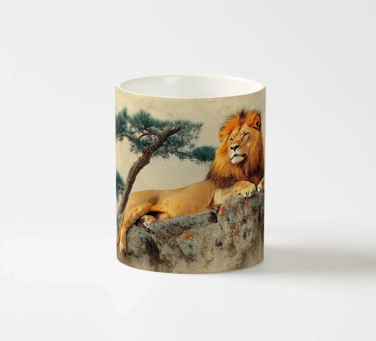 The lion within you: Unleashing your true power ceramic mug by Nikis Art Studio