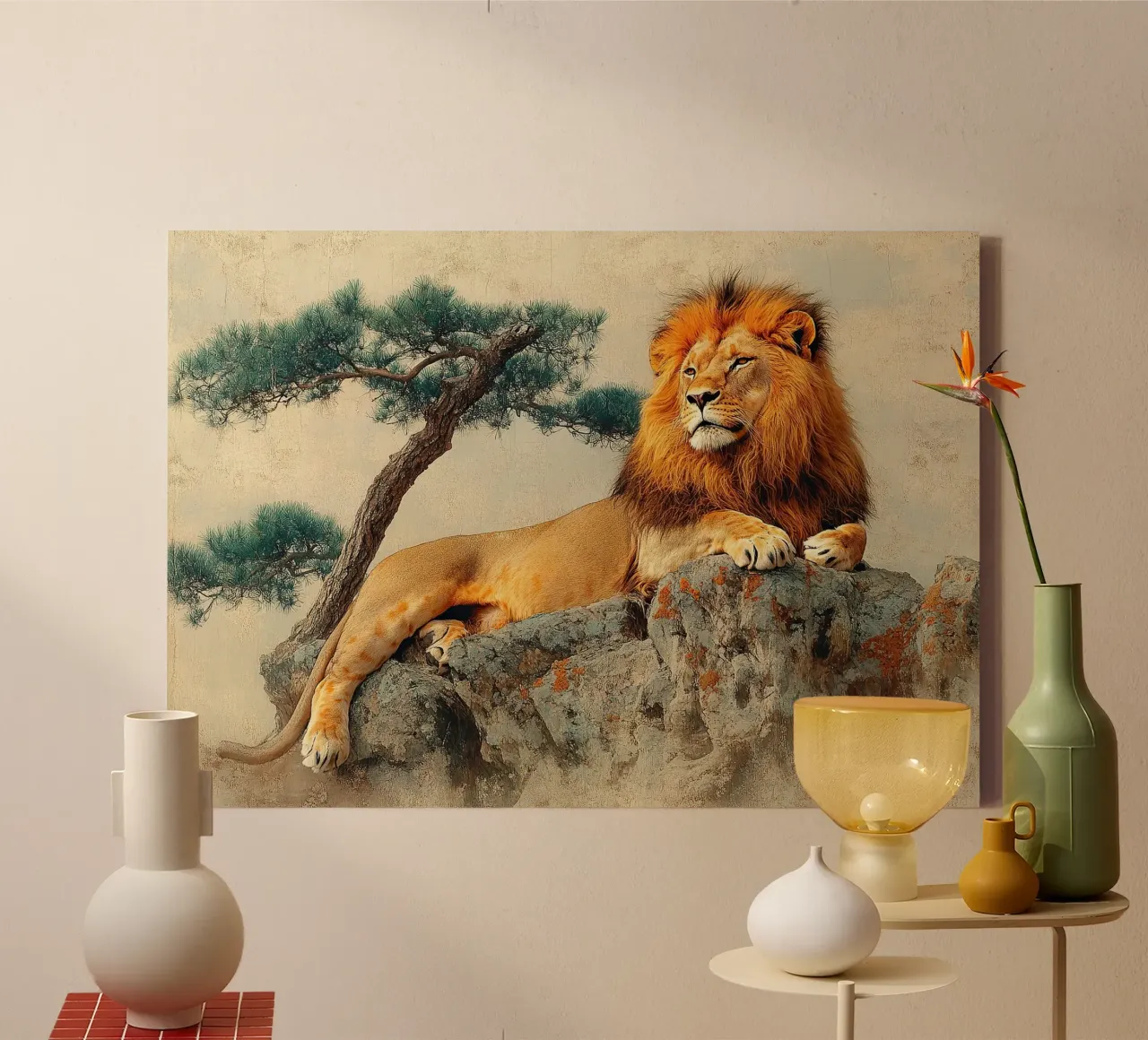 The lion within you: Unleashing your true power canvas with Floater frame by Nikis Art Studio