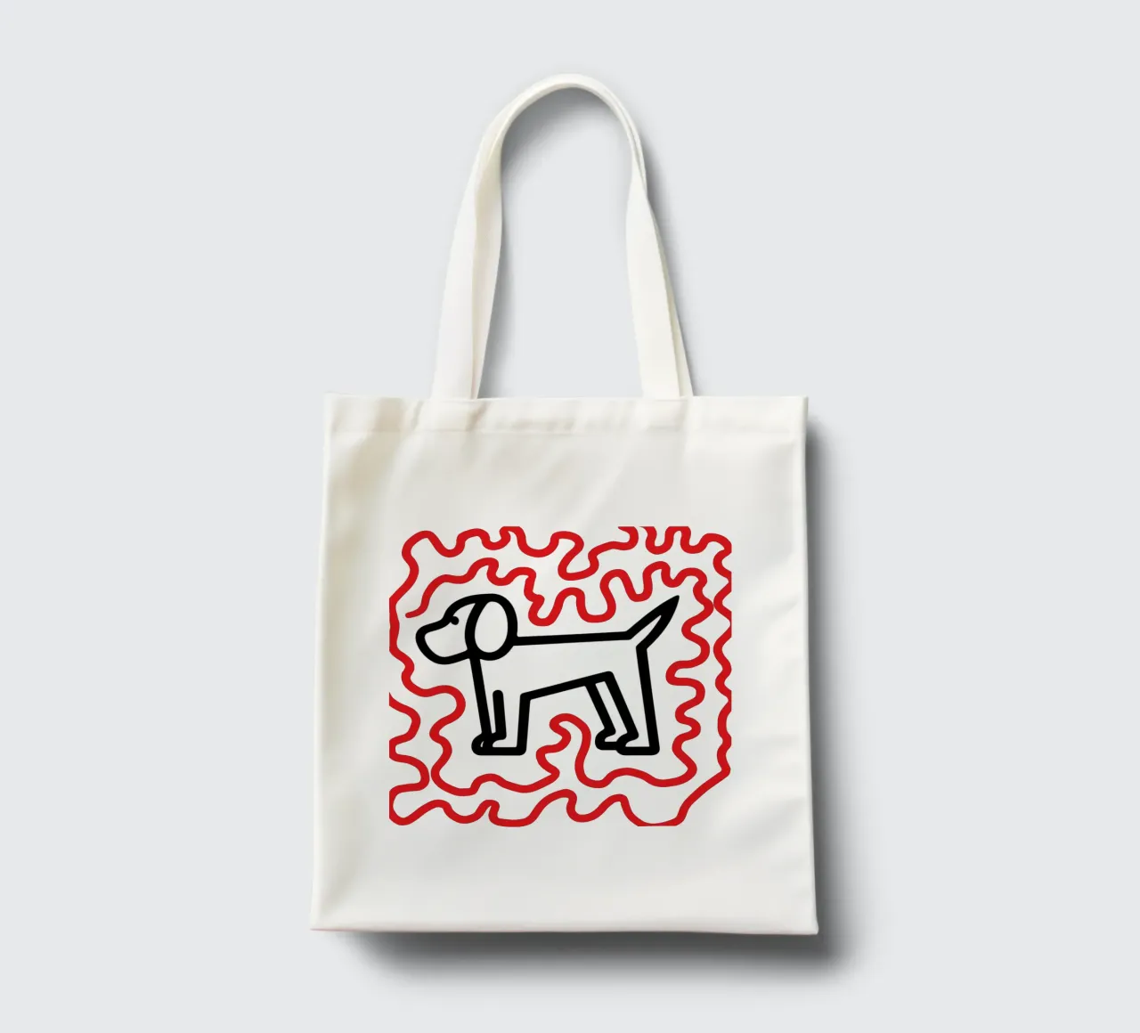 modern dog red 1 tote bag by Rezh creations