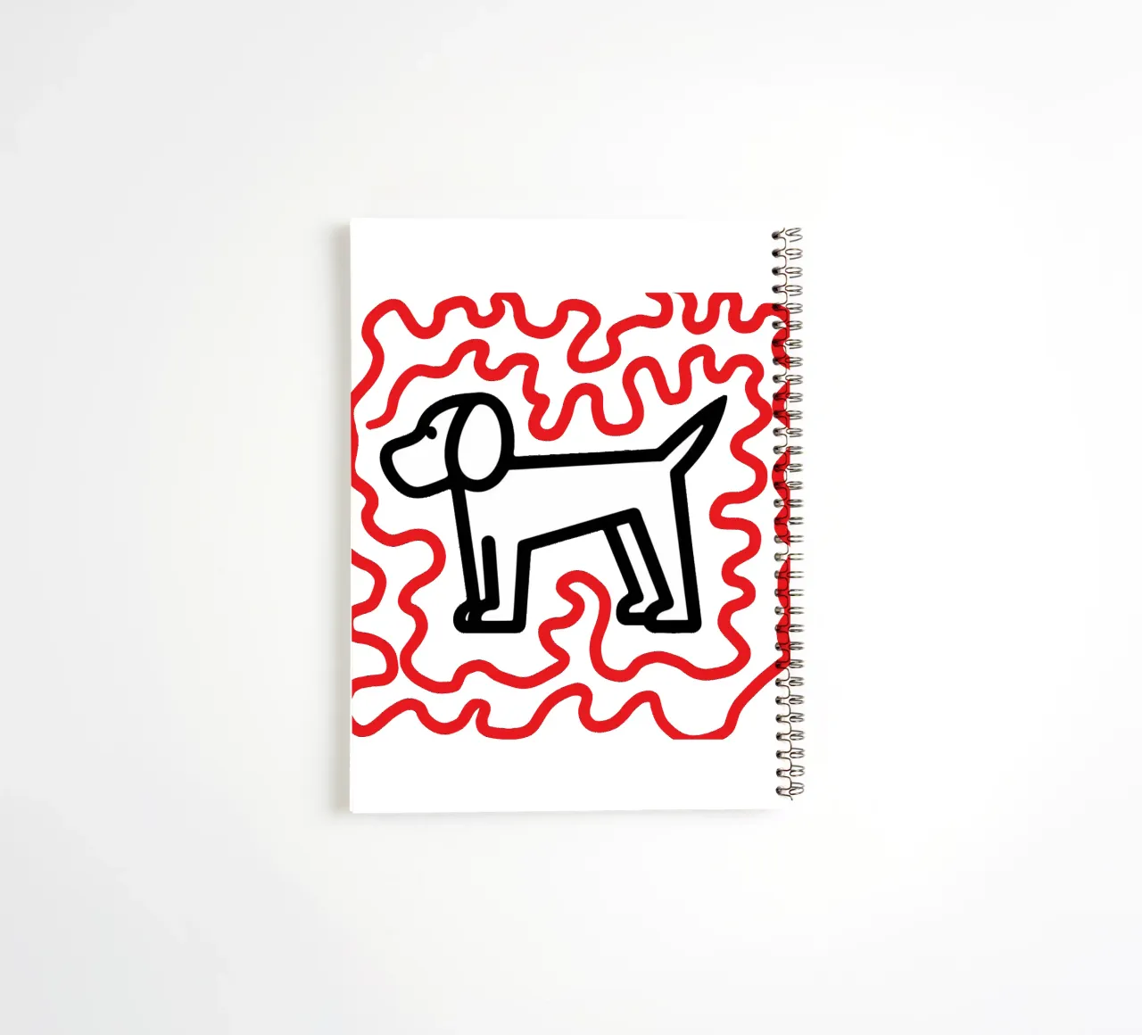 modern dog red 1 spiral notebook by Rezh creations