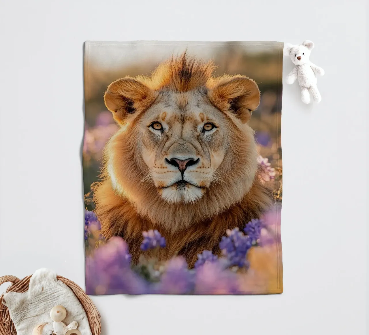 Löwe Fleecedecke von Nikis Art Studio