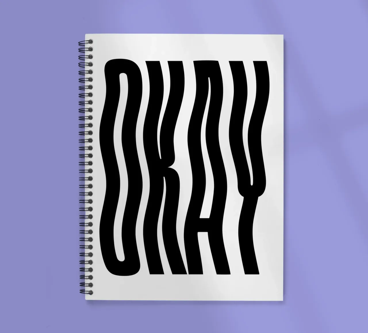 Okay Wavy Text spiral notebook by Paigaam Studio