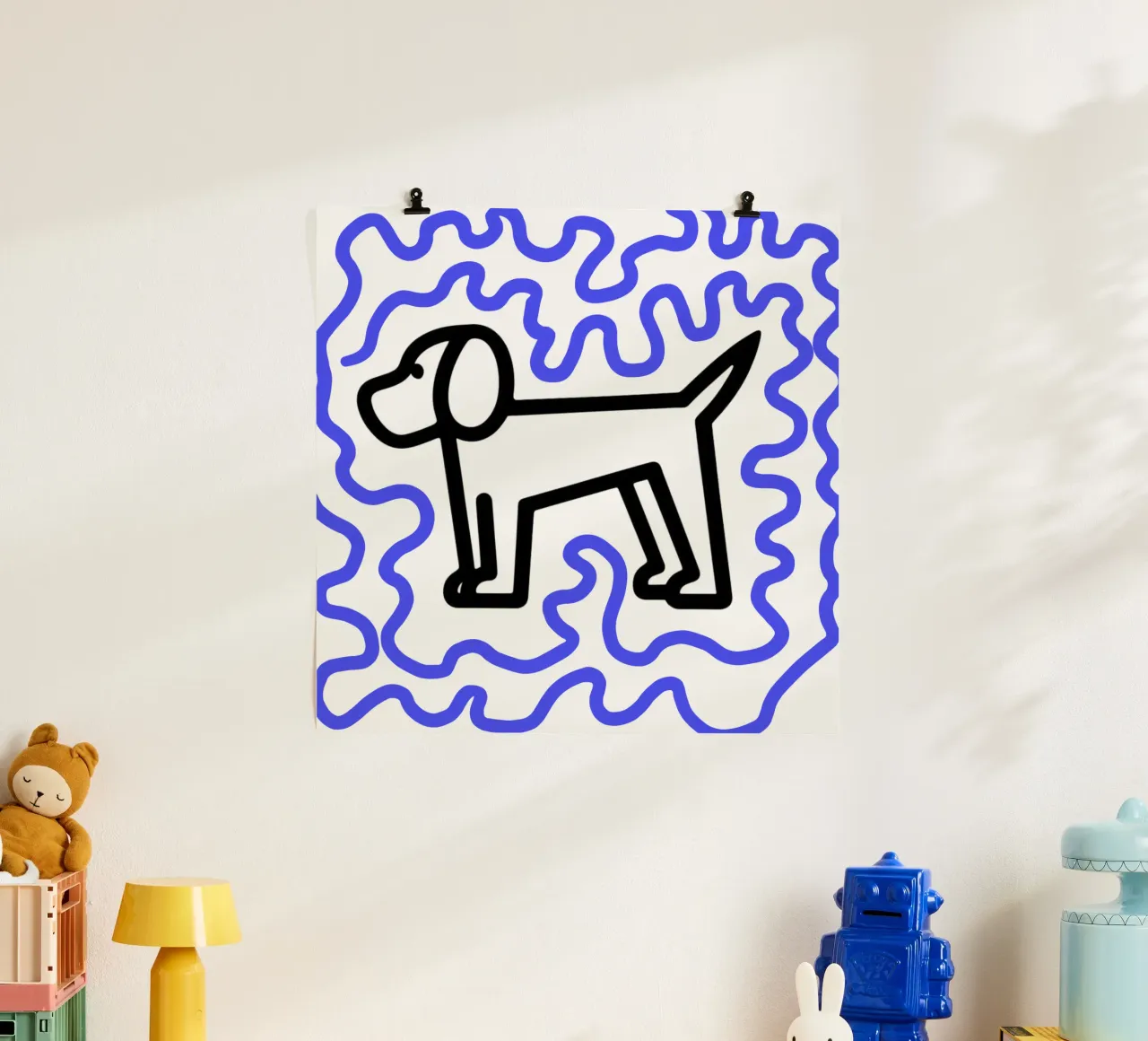 modern dog blue 1 poster da Rezh creations