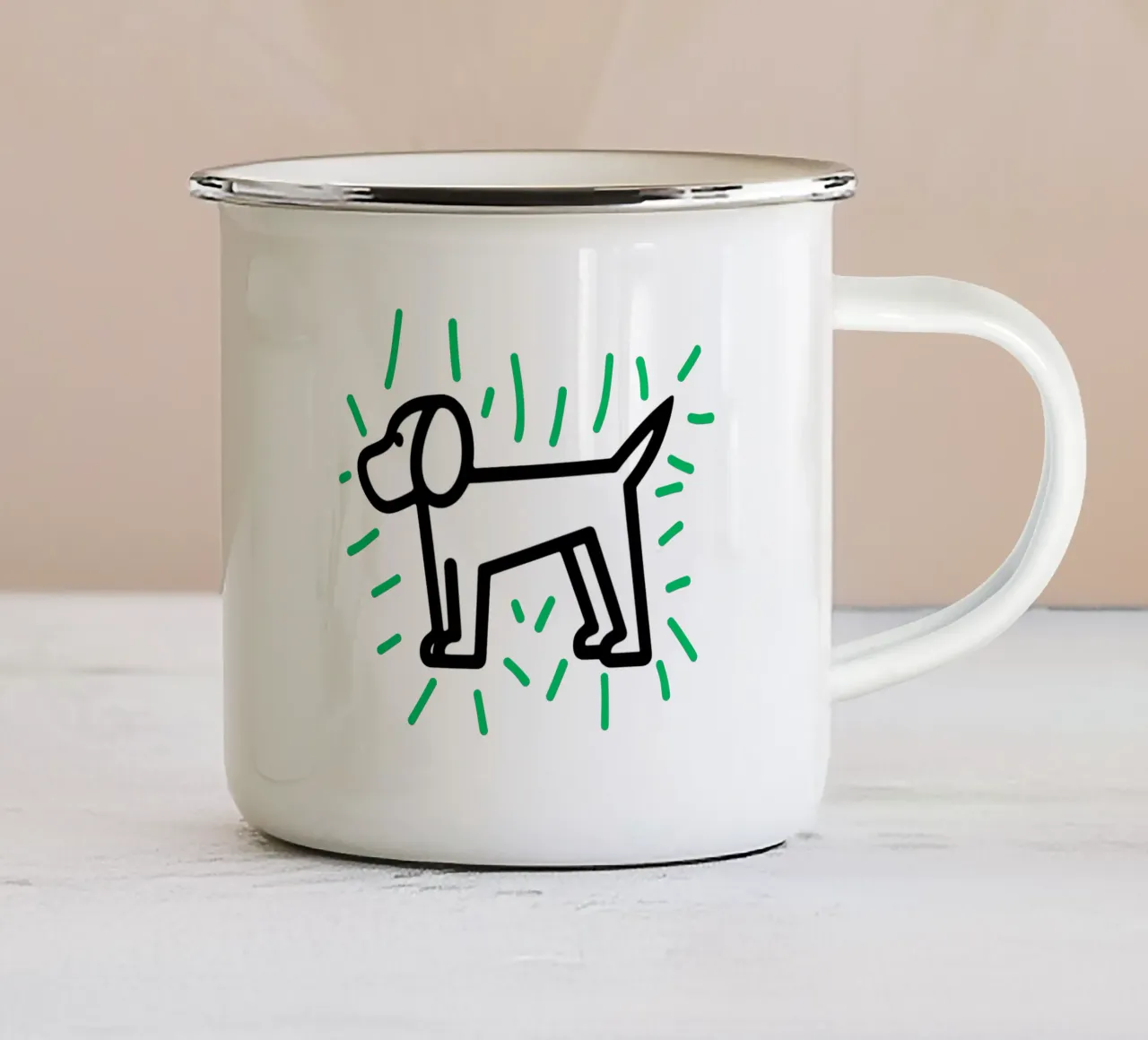 modern dog green 2 tazza in smalto da Rezh creations