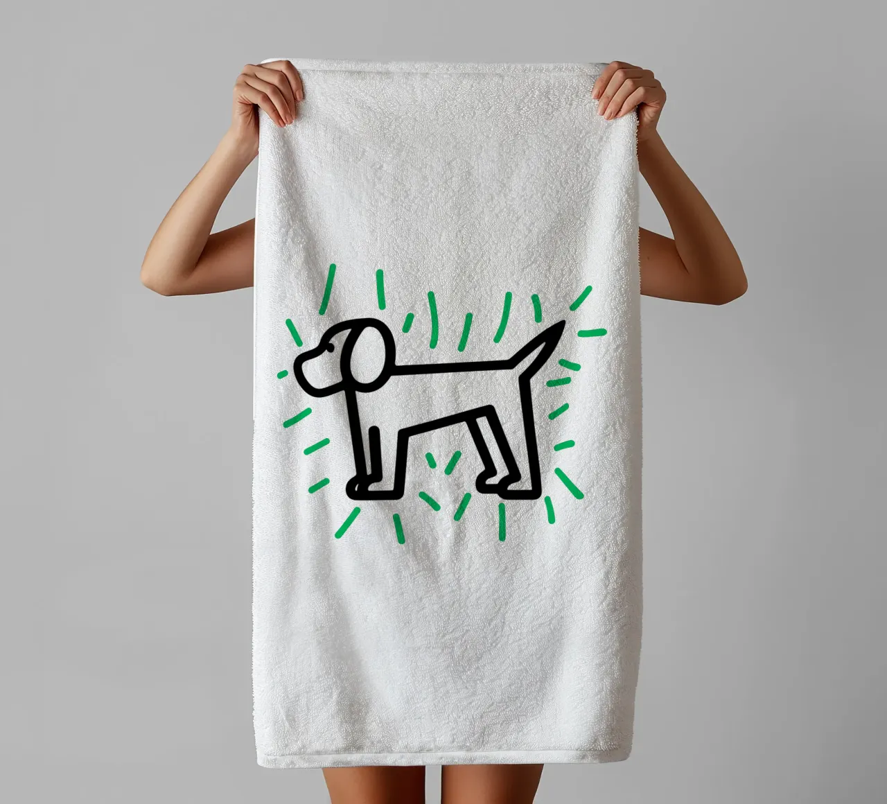 modern dog green 2 Handtuch von Rezh creations