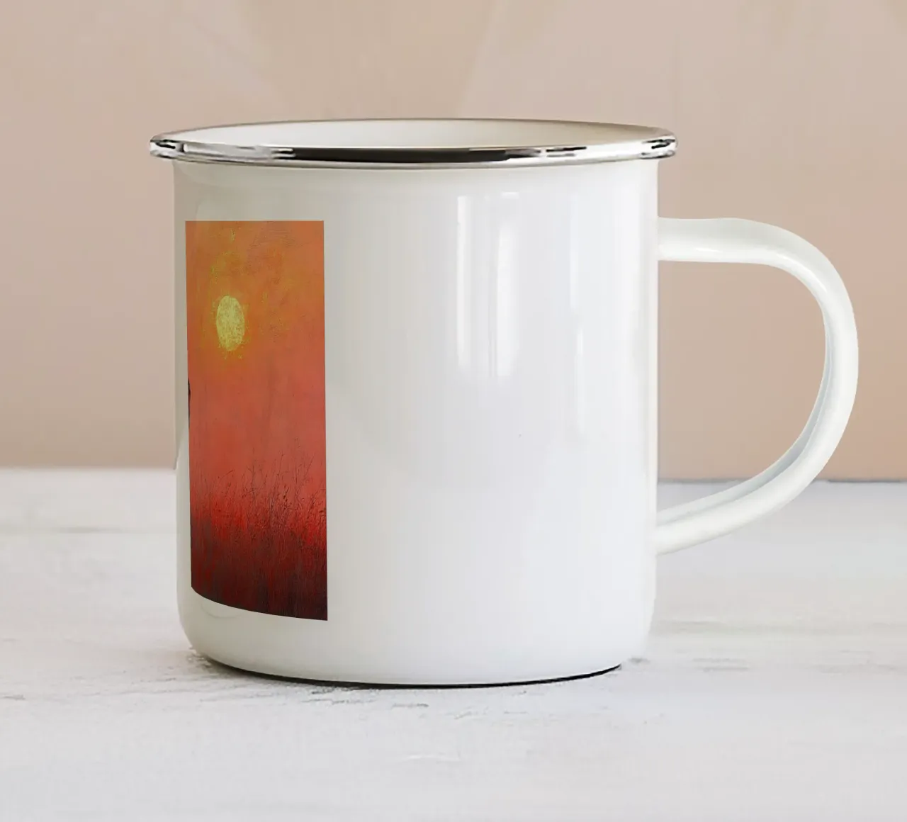 Il leone di domani: uno sguardo al futuro tazza in smalto da Nikis Art Studio