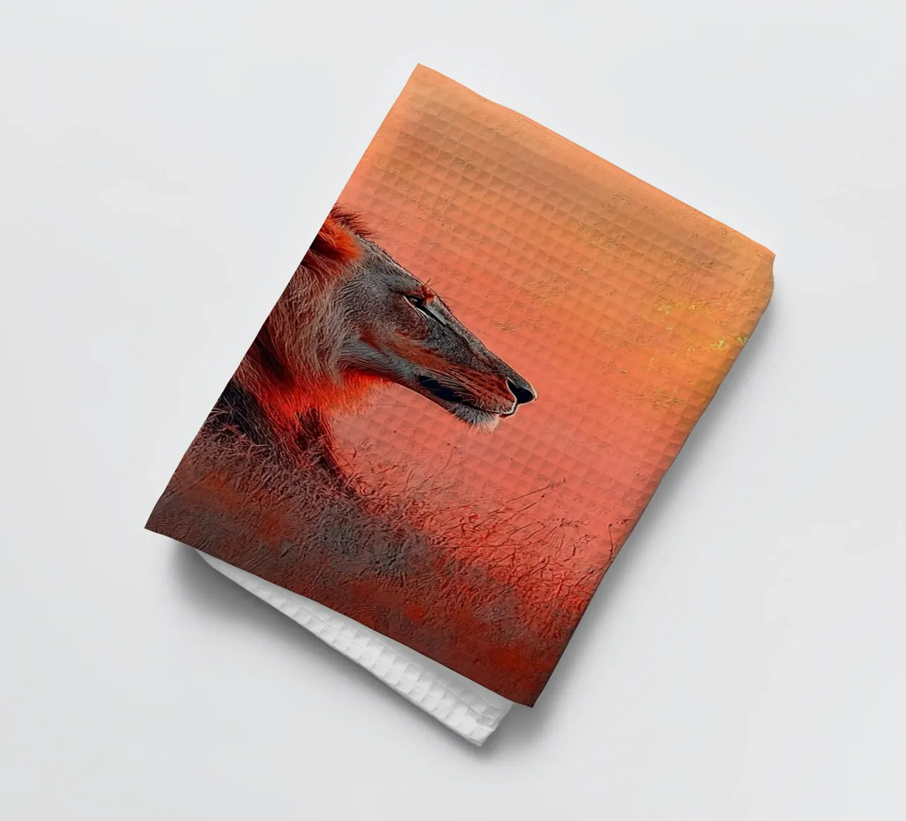 The lion of tomorrow: a look into the future tea towel by Nikis Art Studio