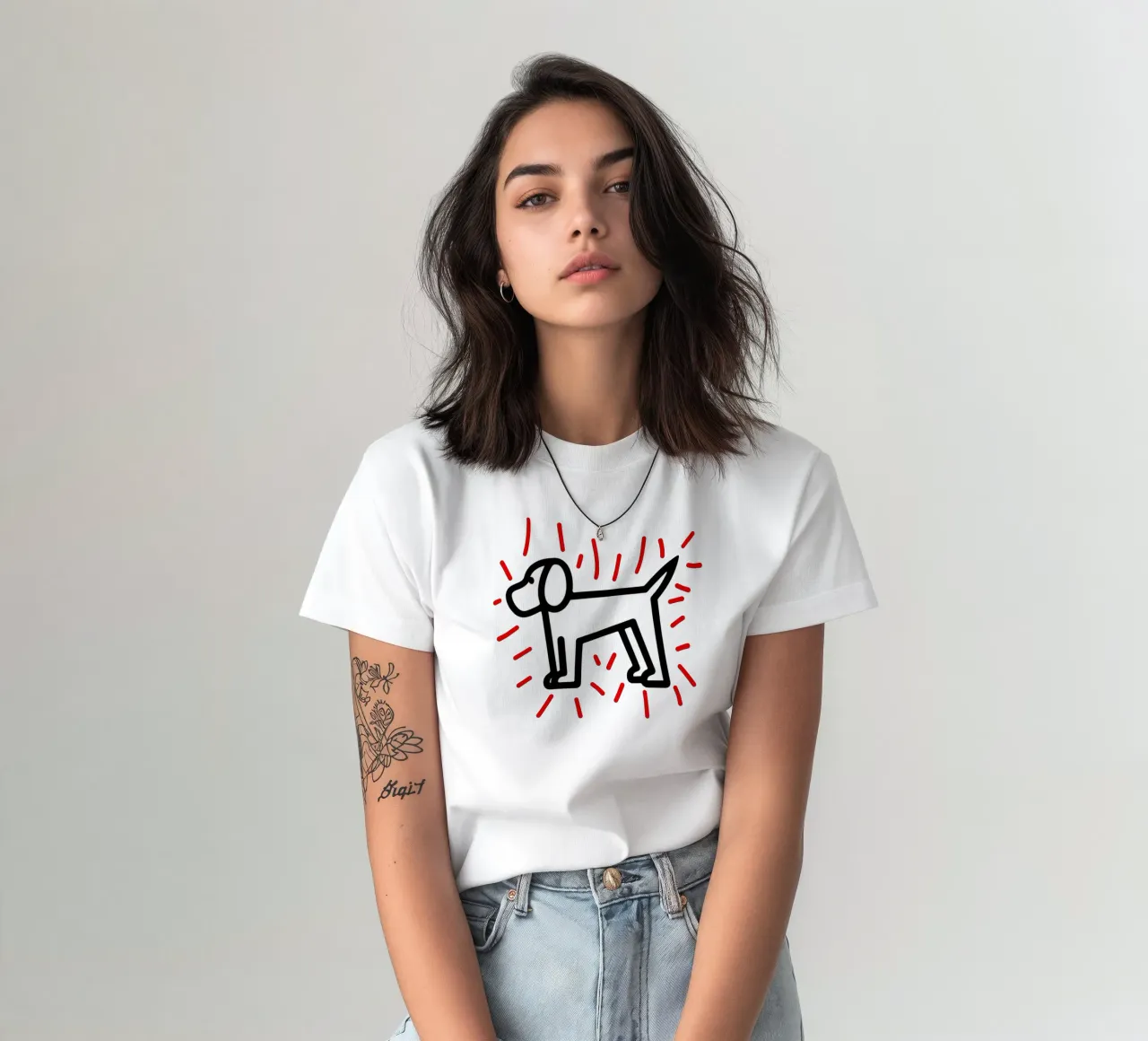 modern dog red 2 t-shirt da Rezh creations