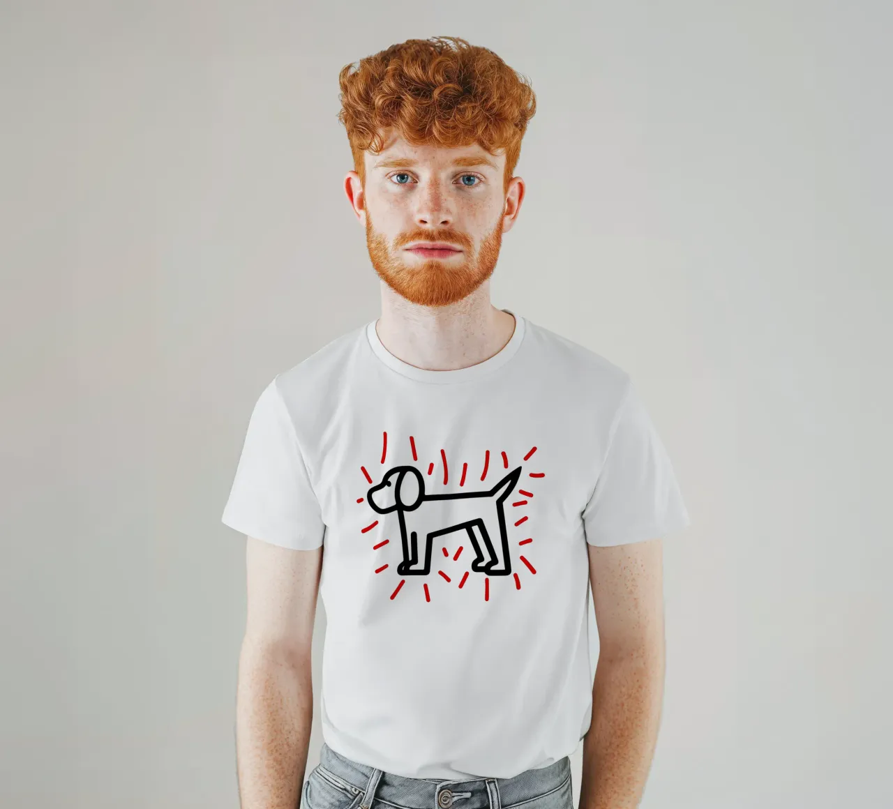 modern dog red 2 t-shirt da Rezh creations