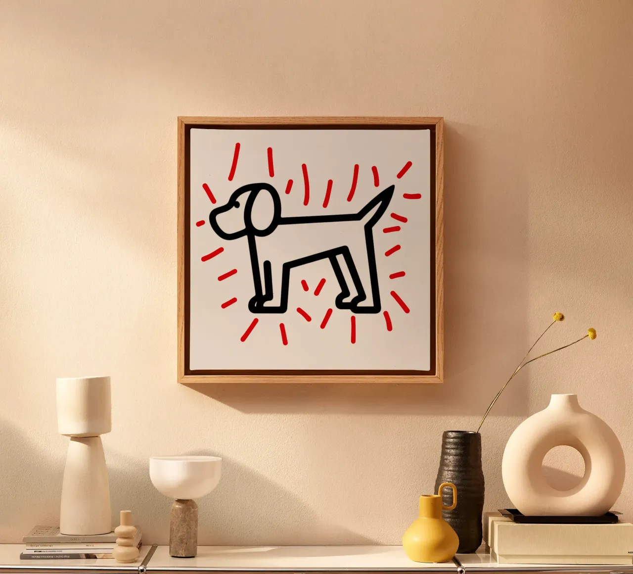modern dog red 2 tela con Cornice a cassetta da Rezh creations