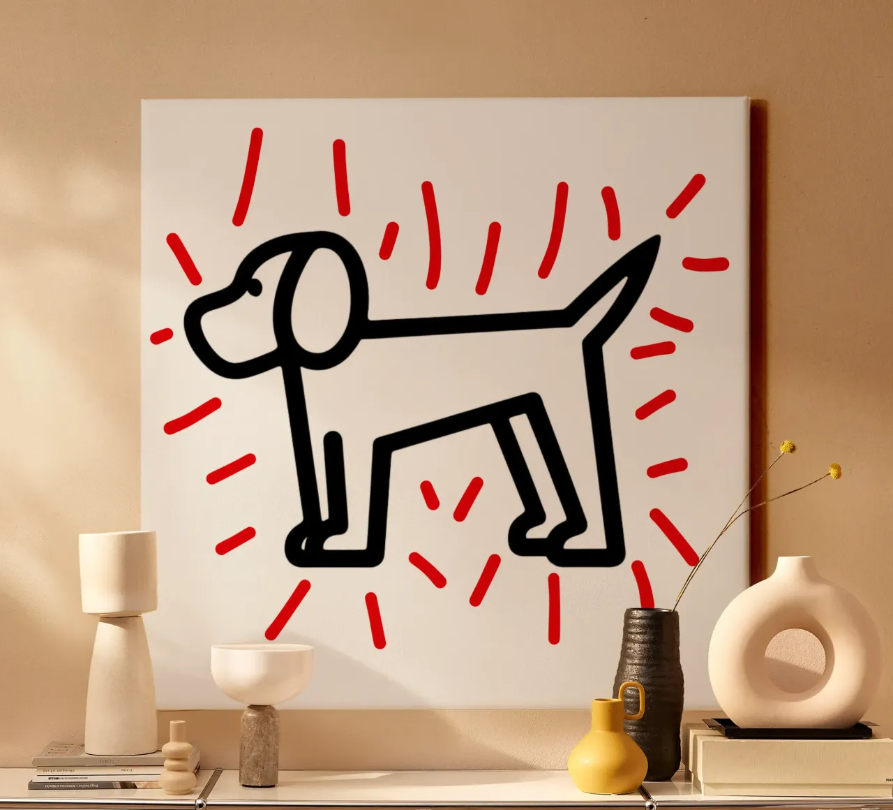 modern dog red 2 tela con Cornice a cassetta da Rezh creations