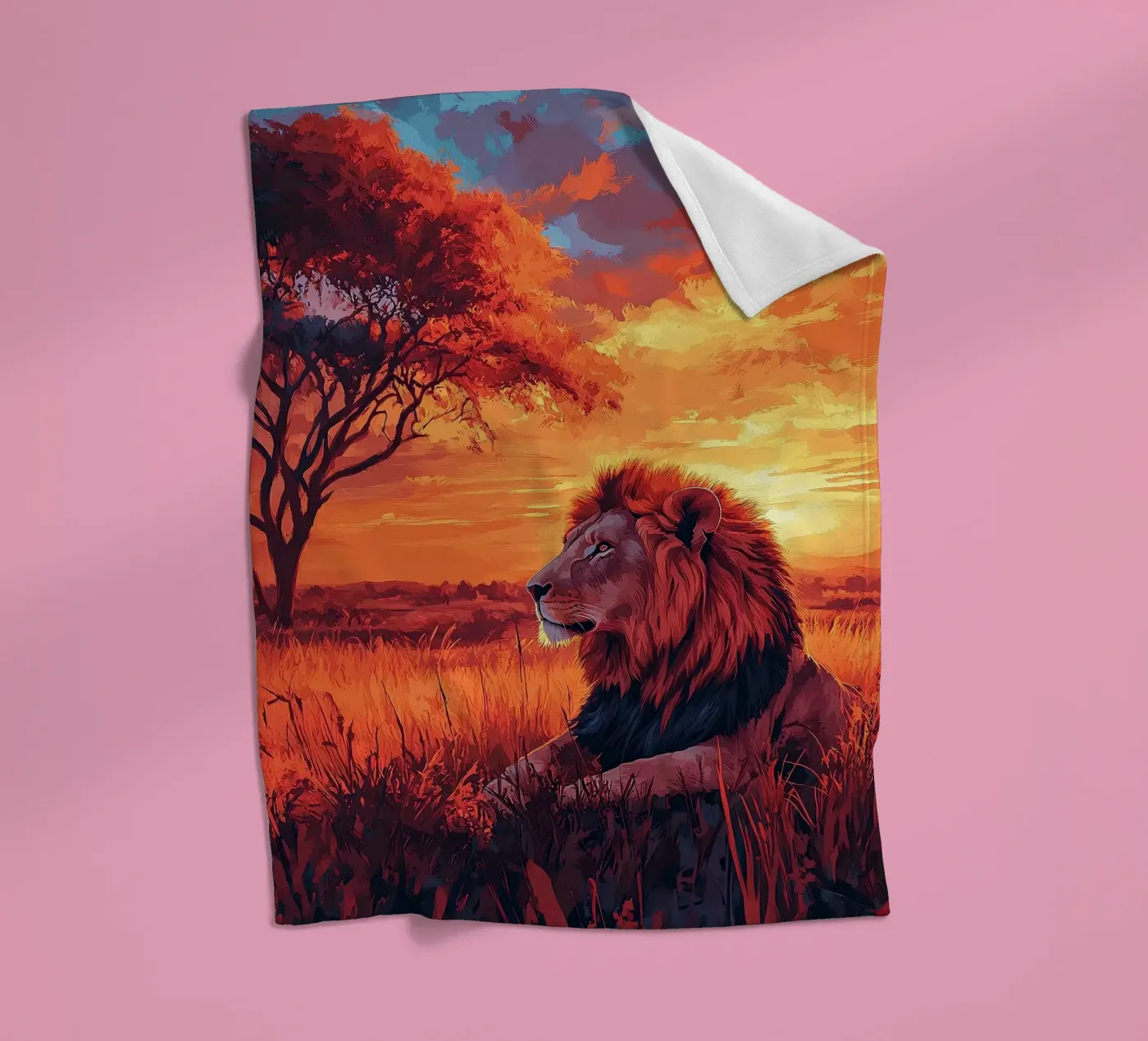 Löwe Fleecedecke von Nikis Art Studio