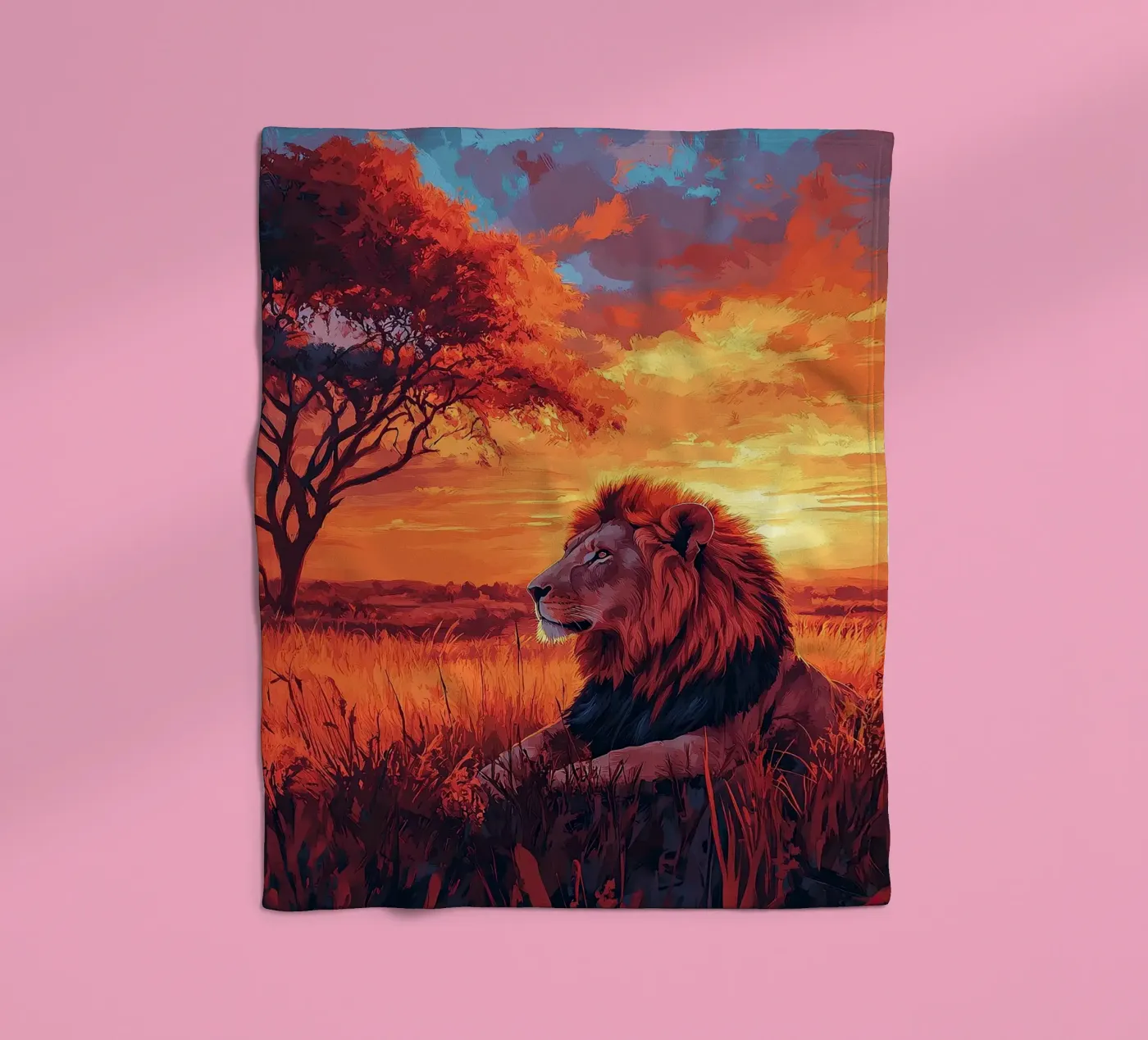 Löwe Fleecedecke von Nikis Art Studio