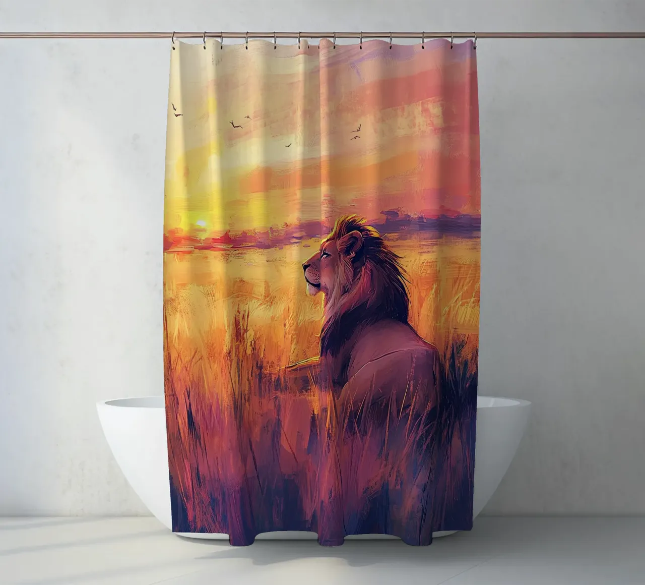 Nell'occhio del re: l'anima di un leone tenda da doccia da Nikis Art Studio
