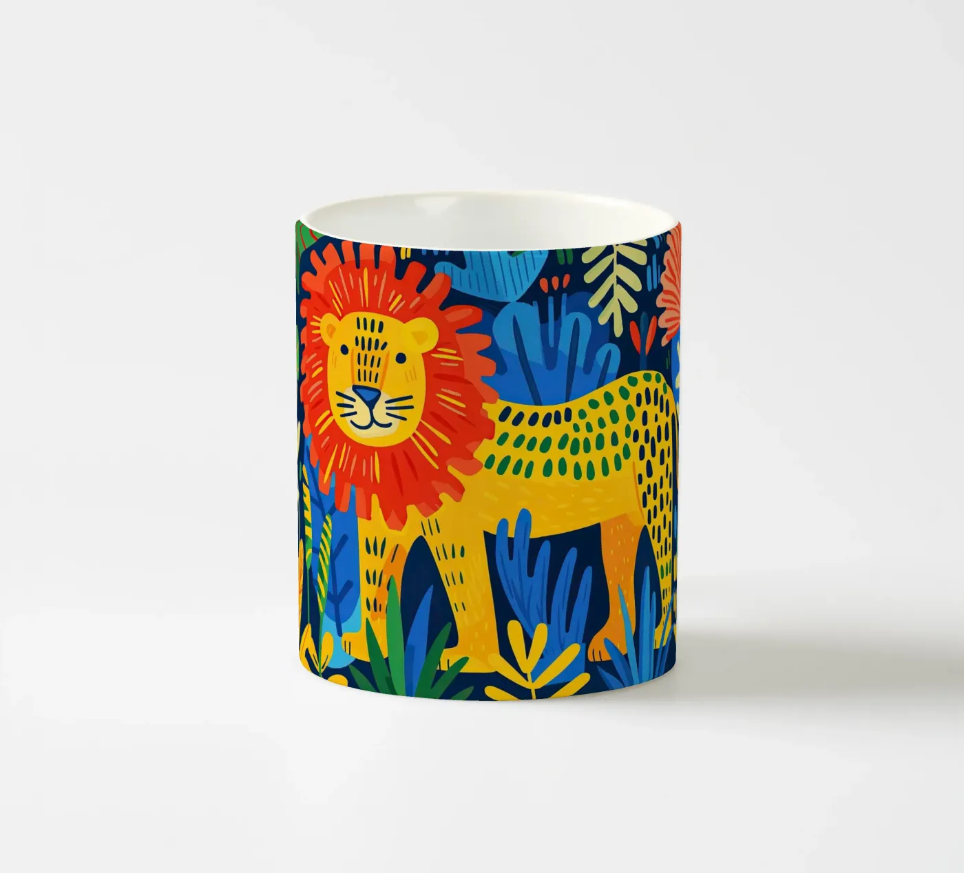 Lion ceramic mug by Nikis Art Studio