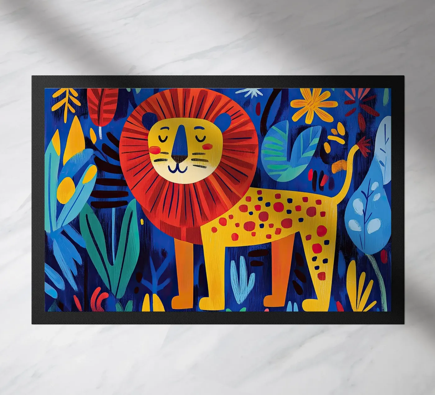 Löwe Fußmatte von Nikis Art Studio