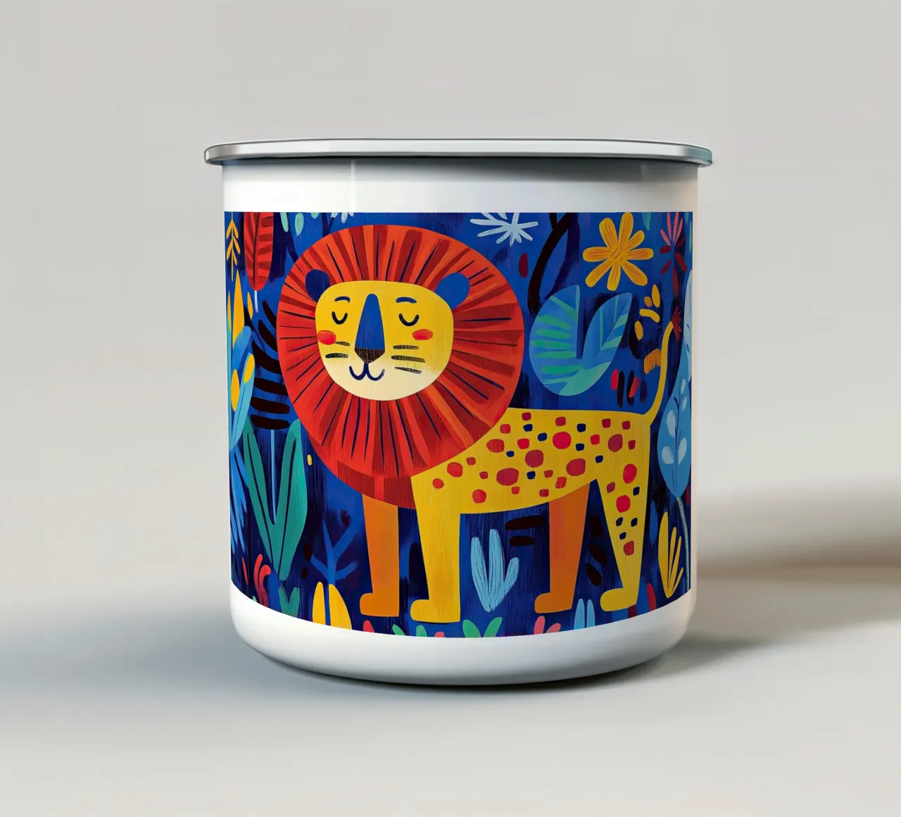 Leone tazza in smalto da Nikis Art Studio