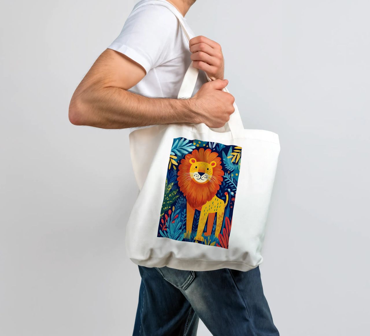 Le lion dans toute sa splendeur tote bag de Nikis Art Studio