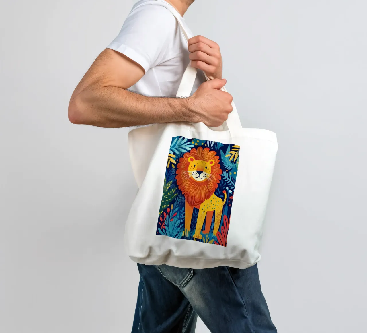 Il leone nel suo pieno splendore borsa in juta da Nikis Art Studio