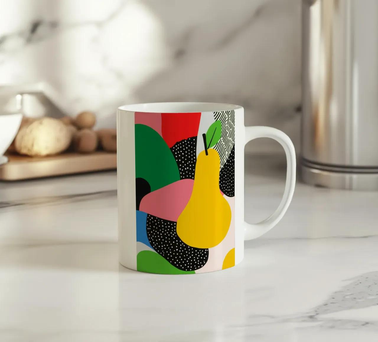 Pop Peer en grafische ontwerpen keramische mok van Pop and Fruits - Affiches & posters