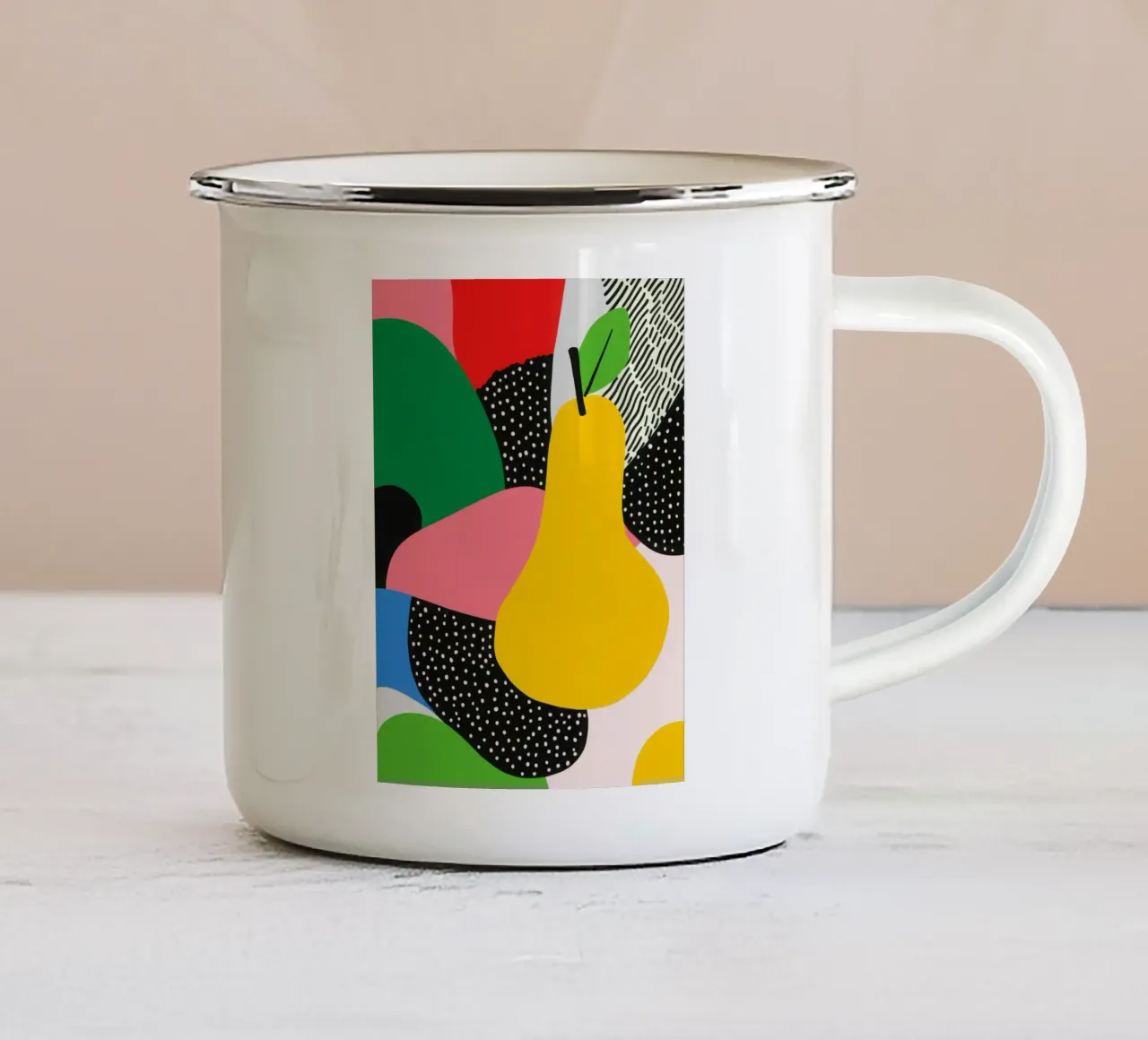 Pop Peer en grafische ontwerpen emaille mok van Pop and Fruits - Affiches & posters