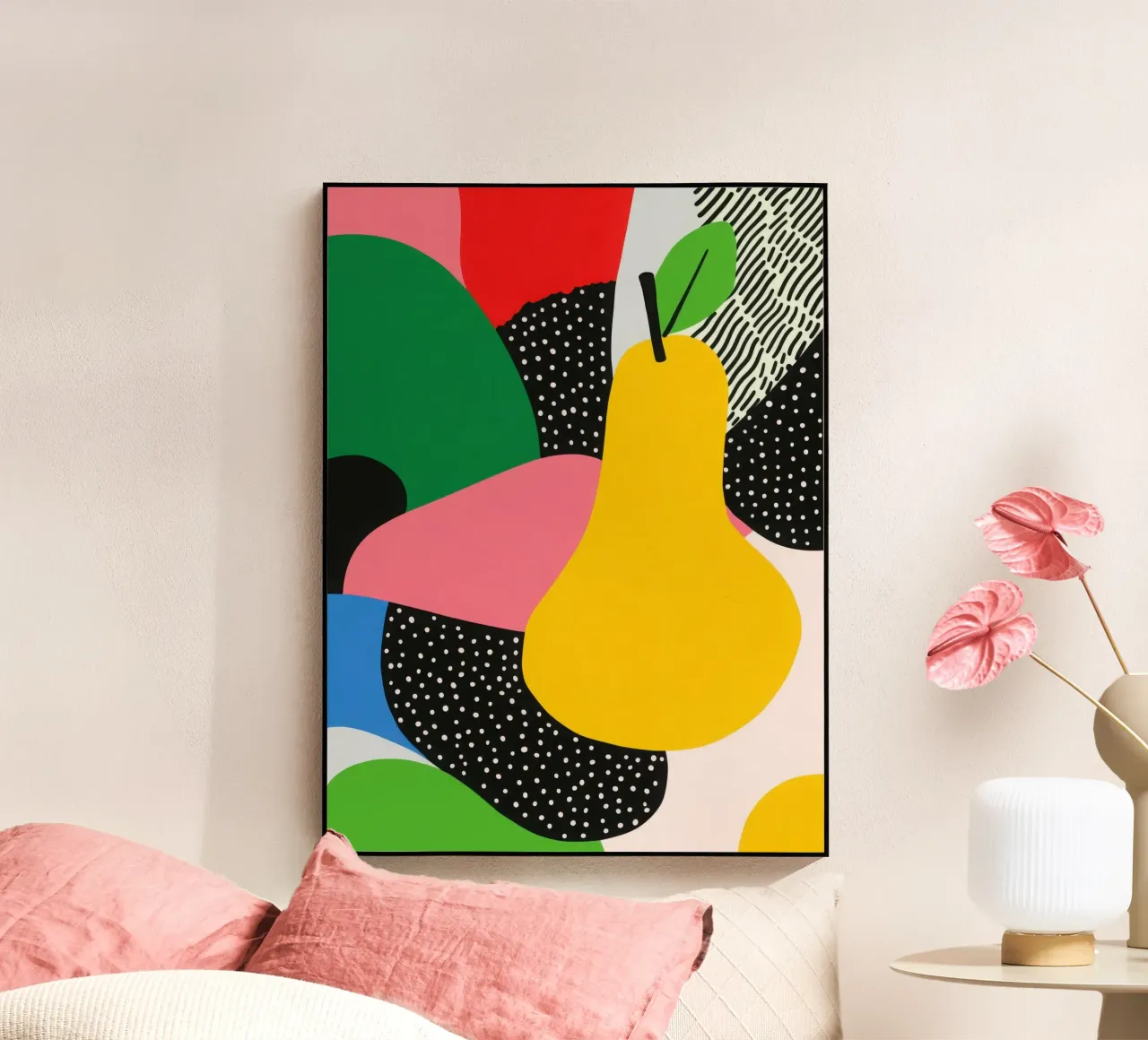 Pop-Birne und grafische Muster Acryl-Glas von Pop and Fruits - Affiches & posters