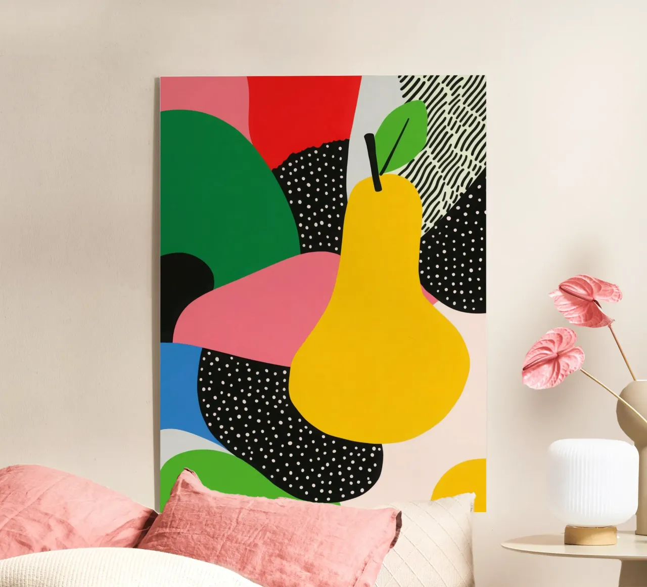 Pop-Birne und grafische Muster Acryl-Glas von Pop and Fruits - Affiches & posters