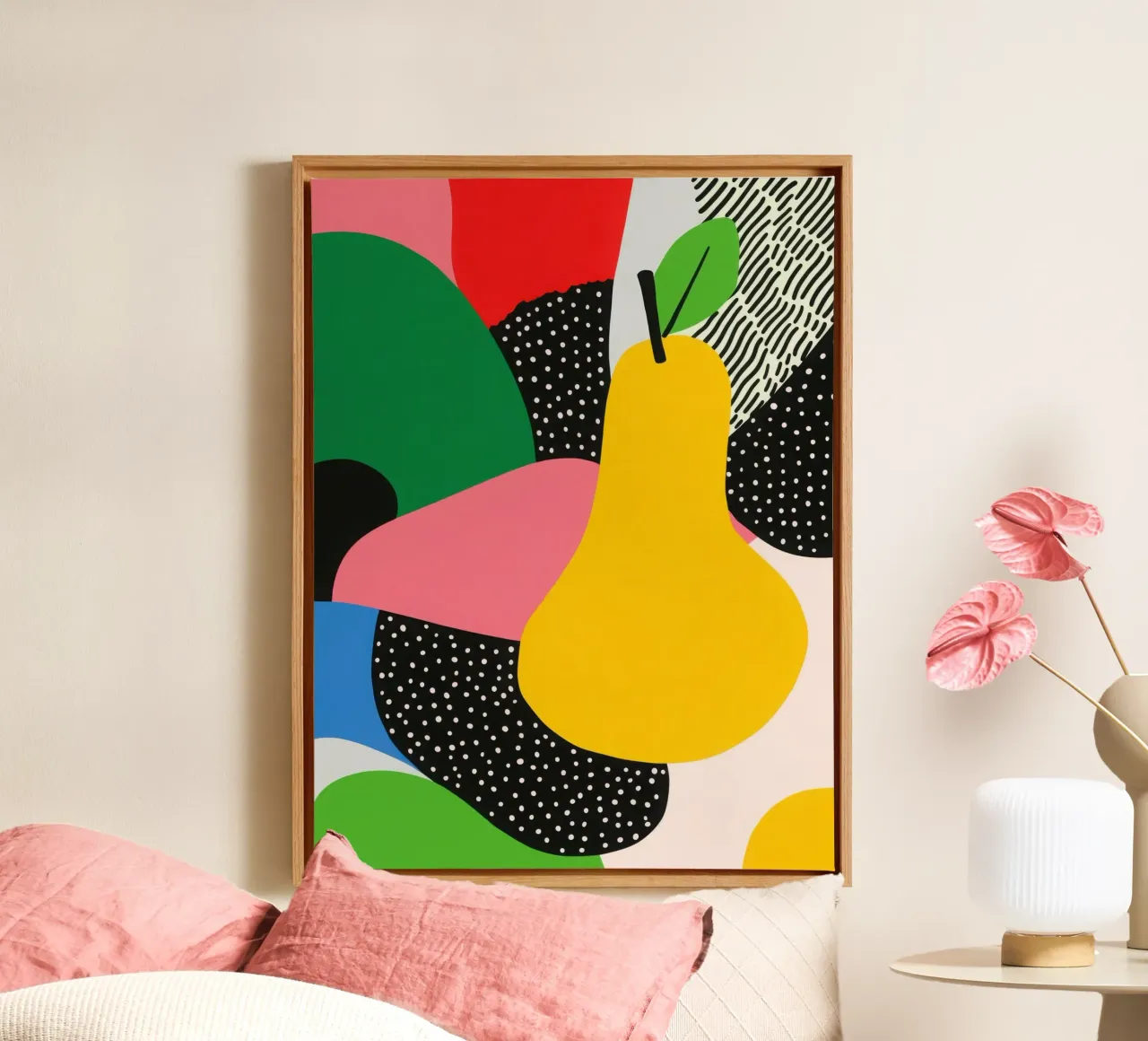 Pop-Birne und grafische Muster Leinwand von Pop and Fruits - Affiches & posters