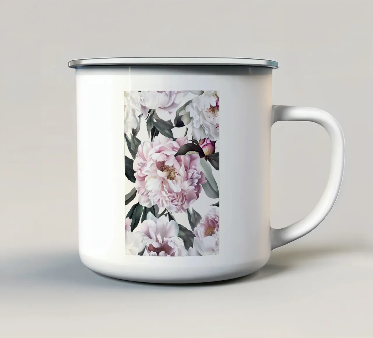 Peonie fiore natura arte tazza in smalto da Justyna Jaszke JBJart