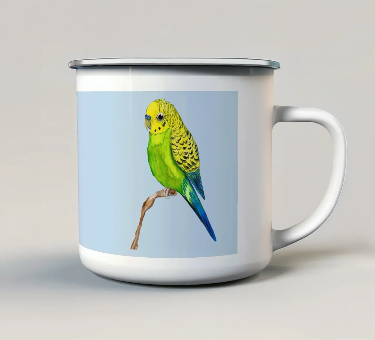 Un simpatico pappagallino tazza in smalto da BwiseLizzy