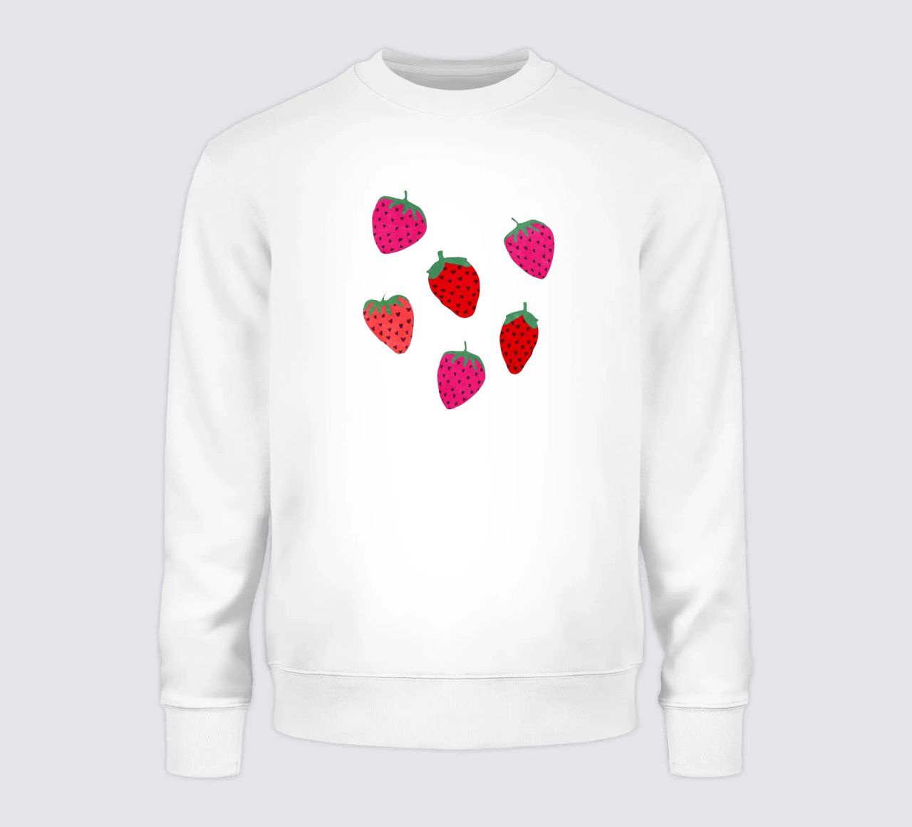 Strawberry Pattern on black sweatshirt by Illustration Raissa Oltmanns