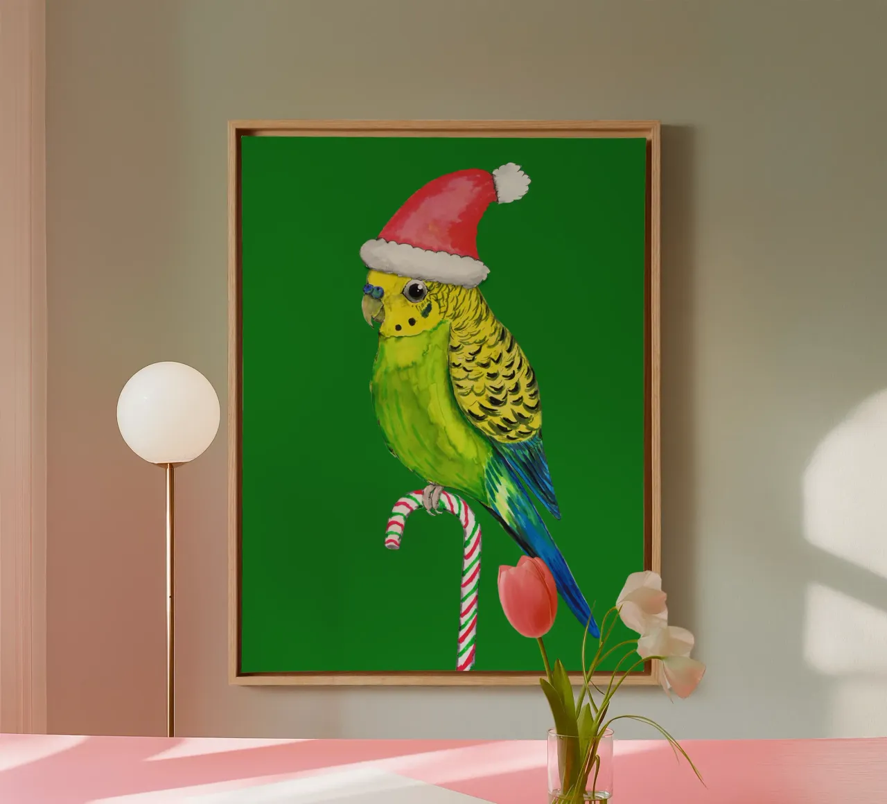 Budgie kerststijl canvas met Baklijst van BwiseLizzy