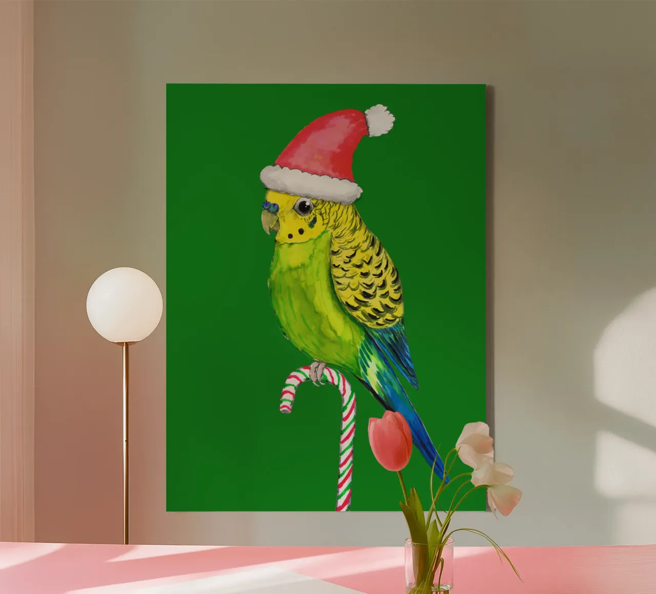 Budgie kerststijl canvas met Baklijst van BwiseLizzy