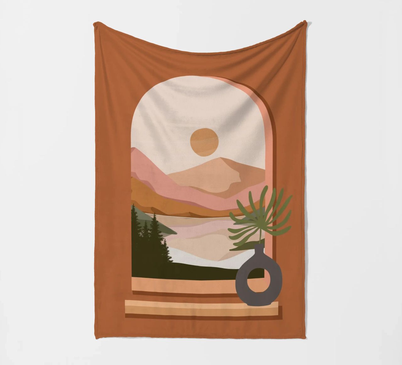 Vase with a green plant in front of an arched window coperta in pile da LisaArtes
