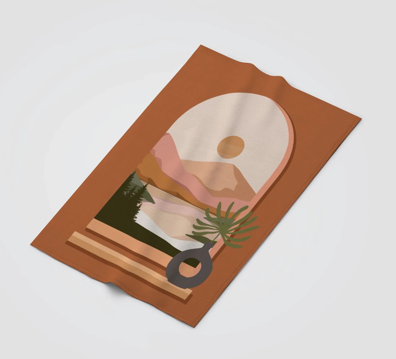 Vase with a green plant in front of an arched window coperta in pile da LisaArtes