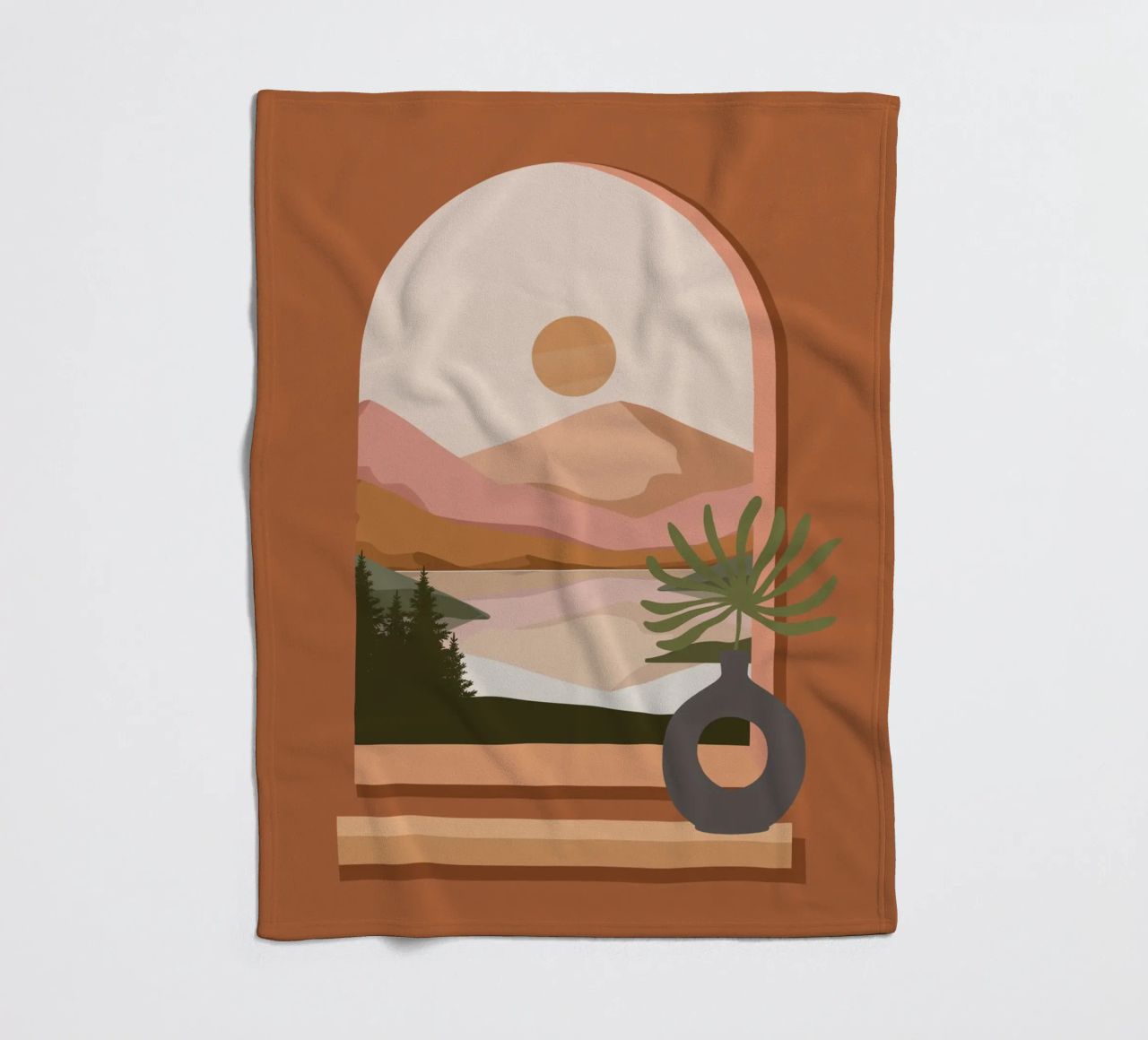 Vase with a green plant in front of an arched window coperta in pile da LisaArtes
