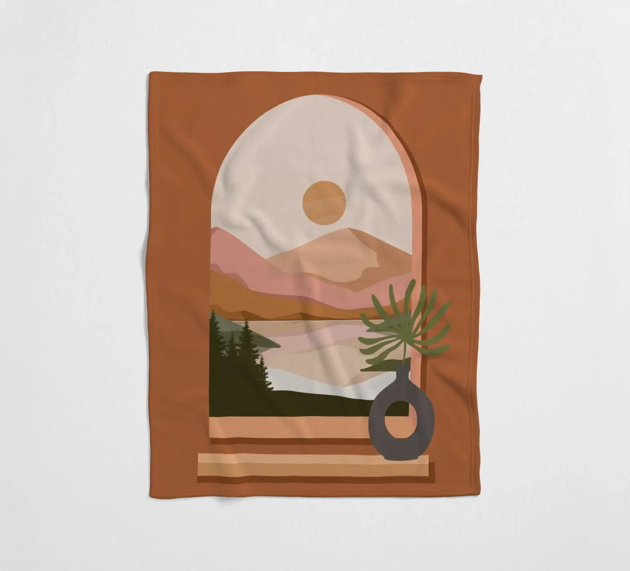 Vase with a green plant in front of an arched window coperta in pile da LisaArtes