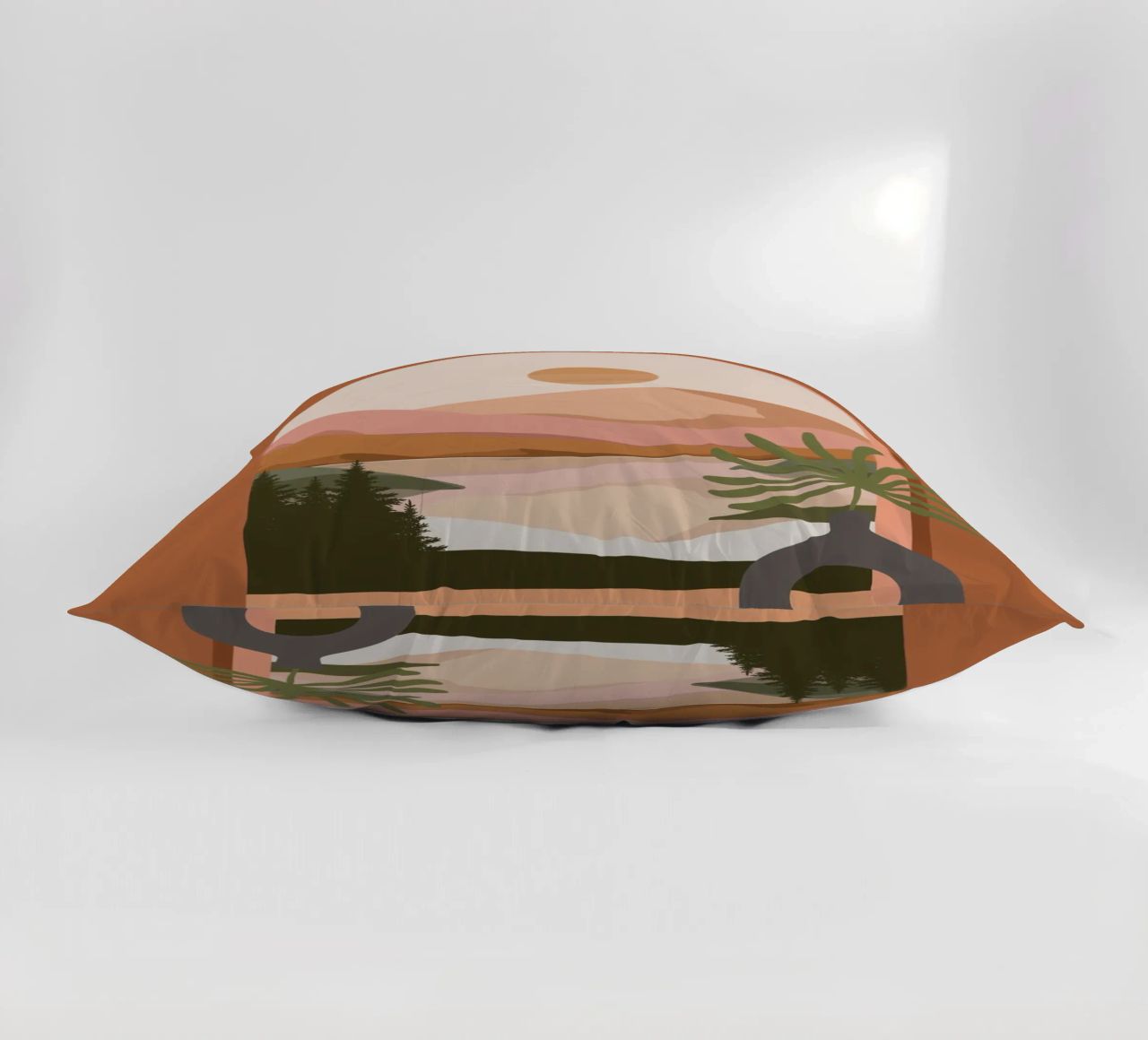 Vase with a green plant in front of an arched window cuscino da LisaArtes