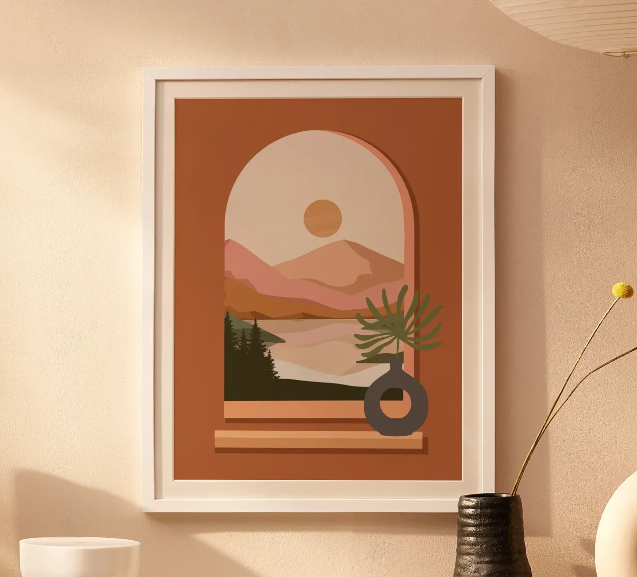 Vase with a green plant in front of an arched window poster da LisaArtes