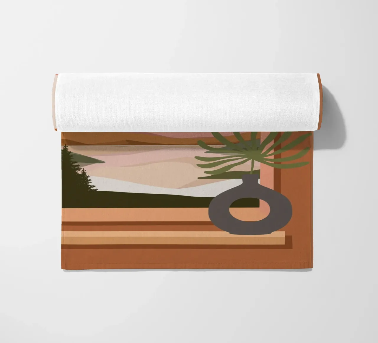 Vase with a green plant in front of an arched window telo mare da LisaArtes