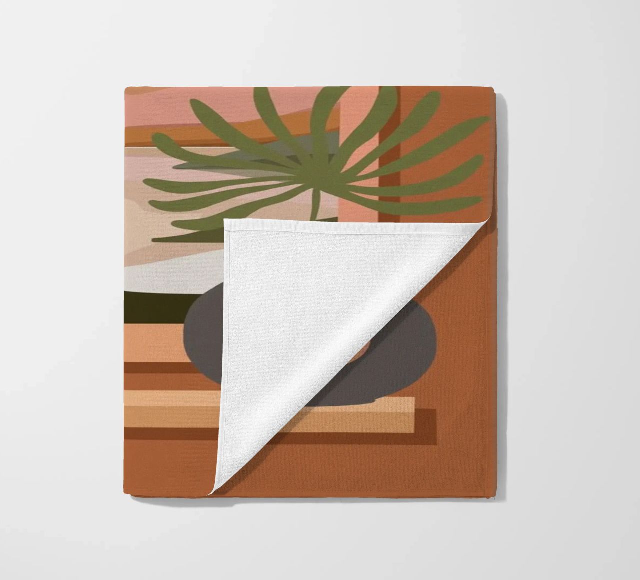 Vase with a green plant in front of an arched window telo mare da LisaArtes