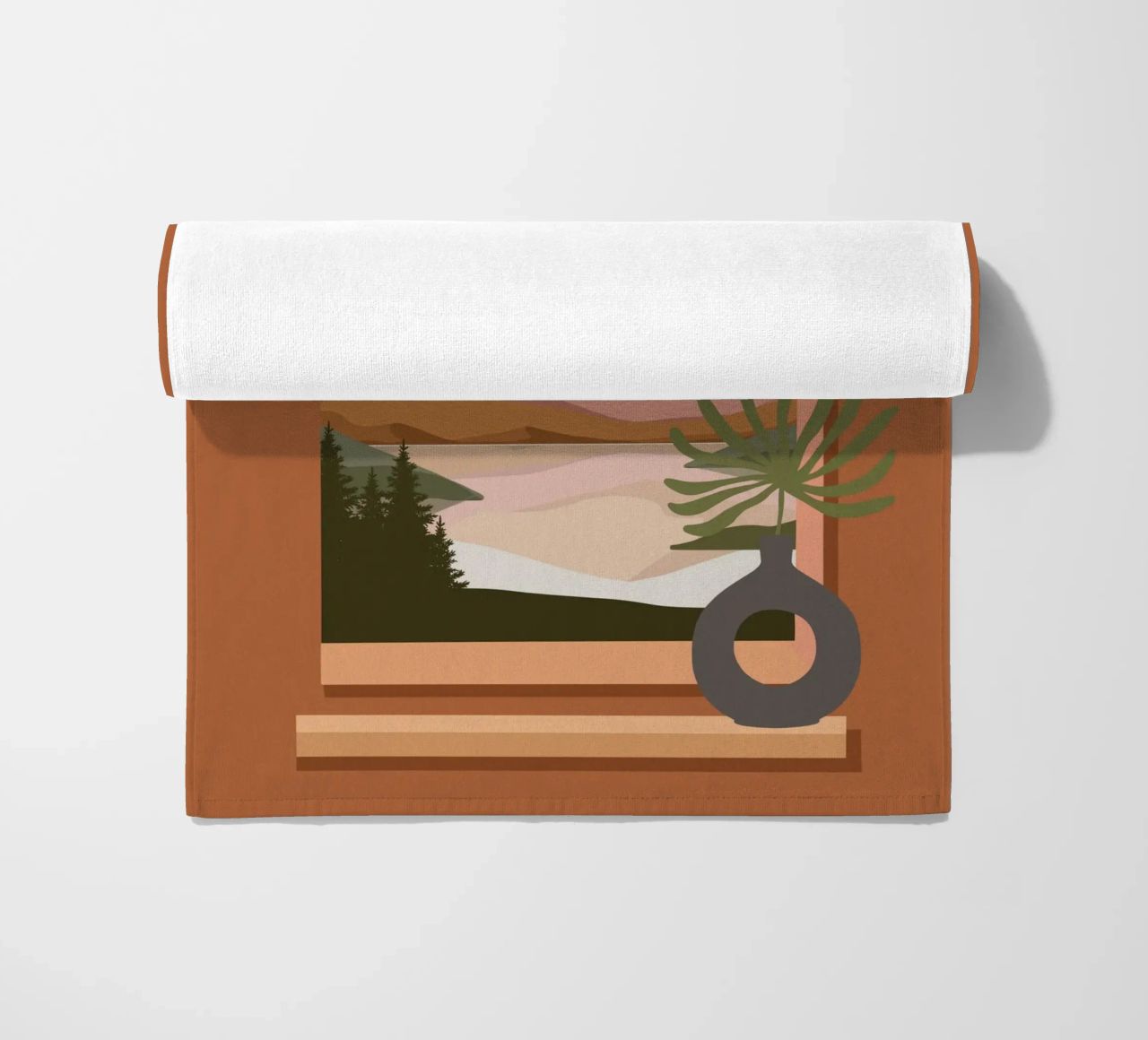 Vase with a green plant in front of an arched window telo mare da LisaArtes