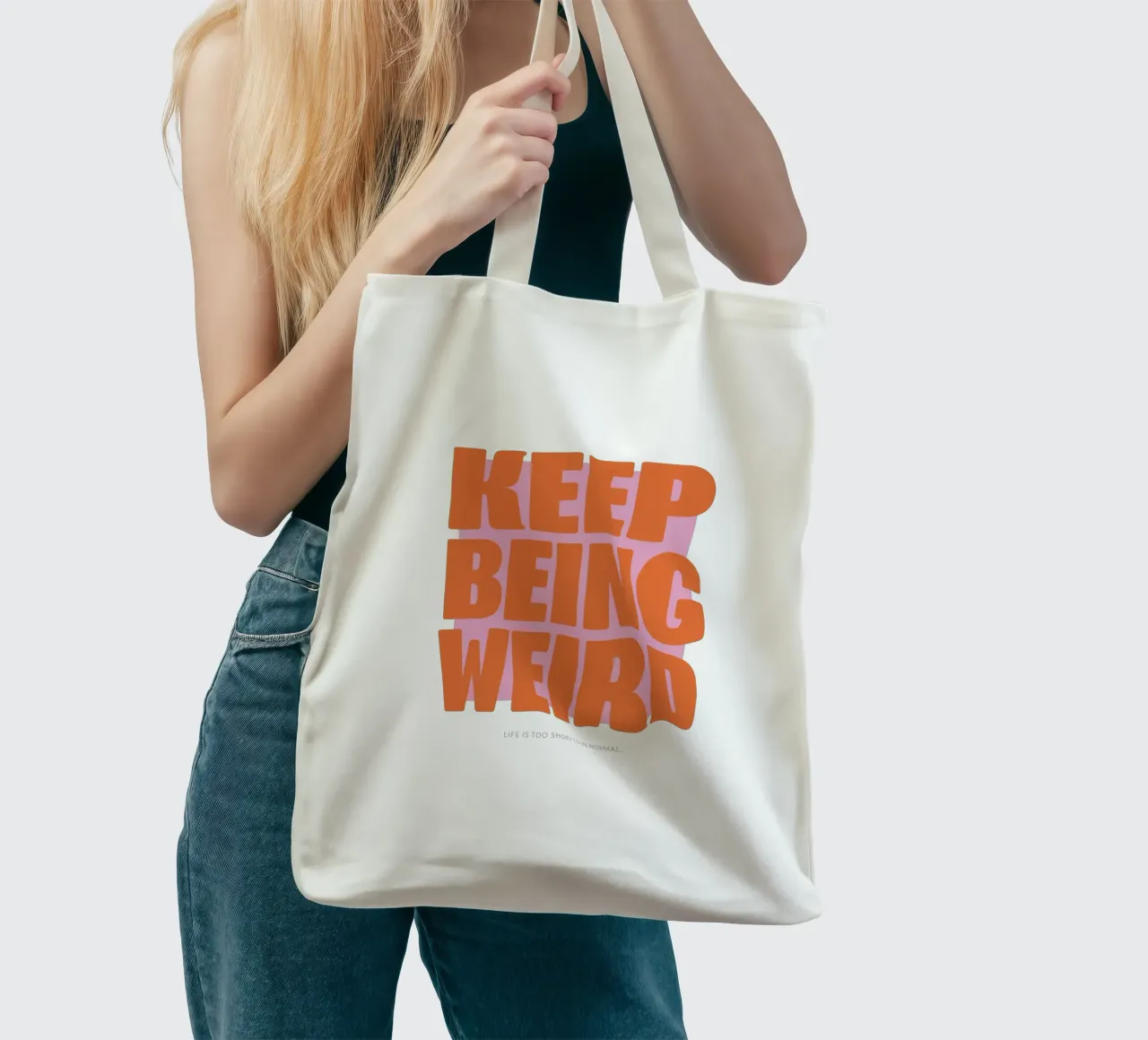 Continua ad essere strano - Viola borsa in juta da Malou-Studio