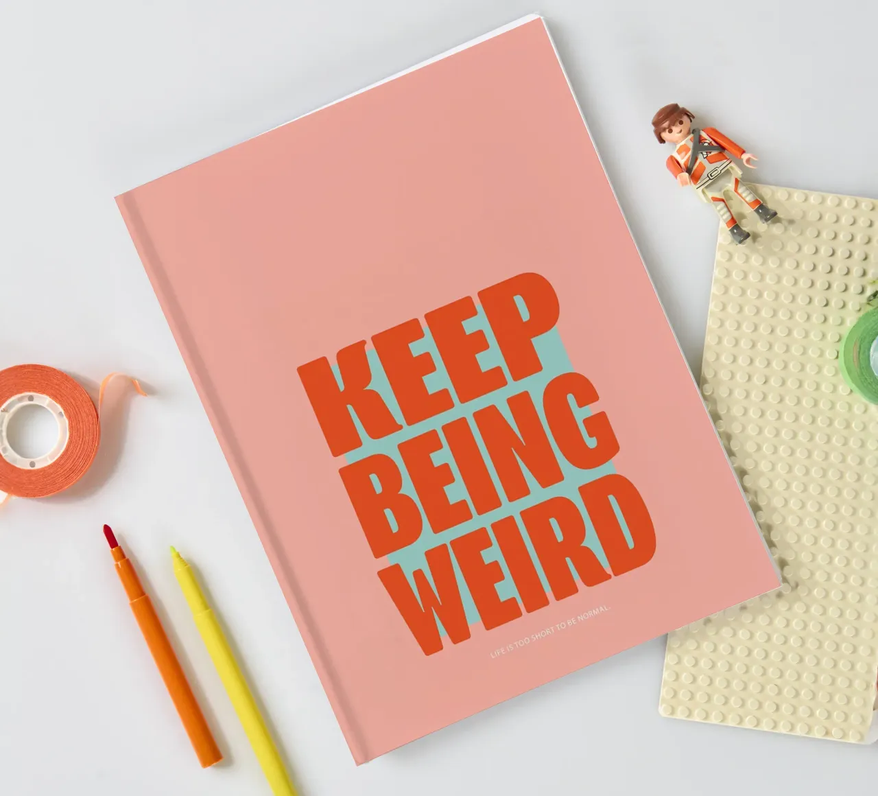 Keep being weird - Peach notebook by Malou-Studio