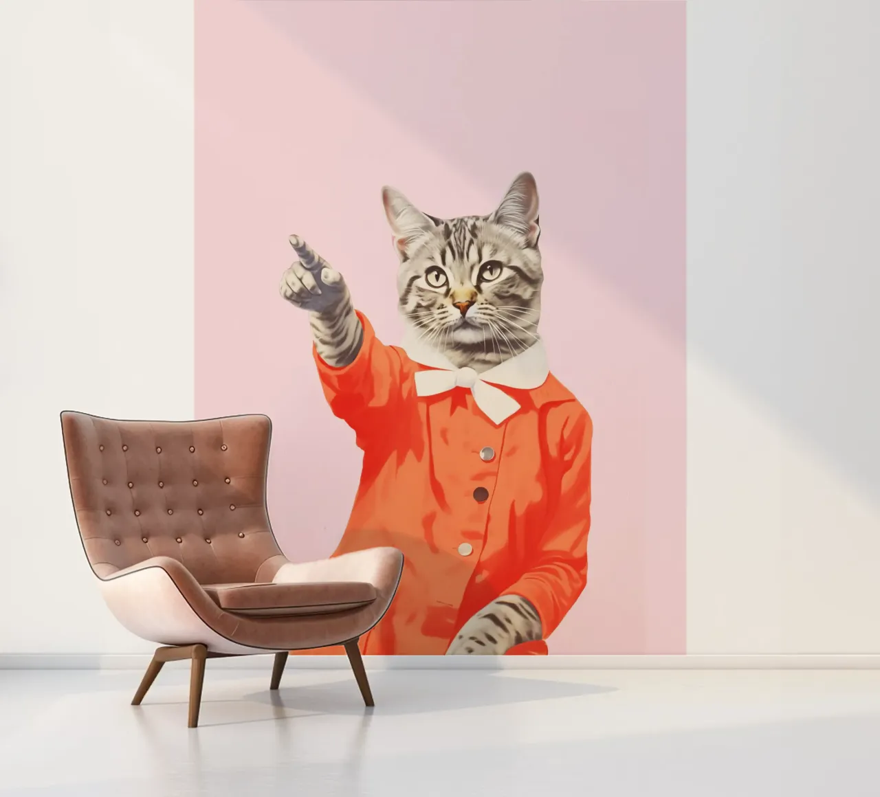 Kitty Cat in Orange Kleid Fototapete von Malou-Studio