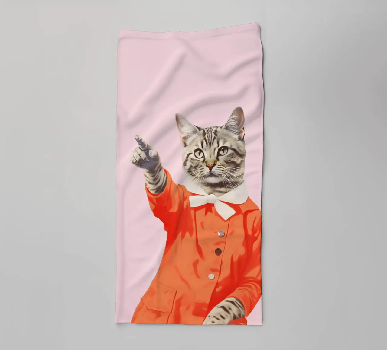 Gatto in abito arancione asciugamano da bagno da Malou-Studio