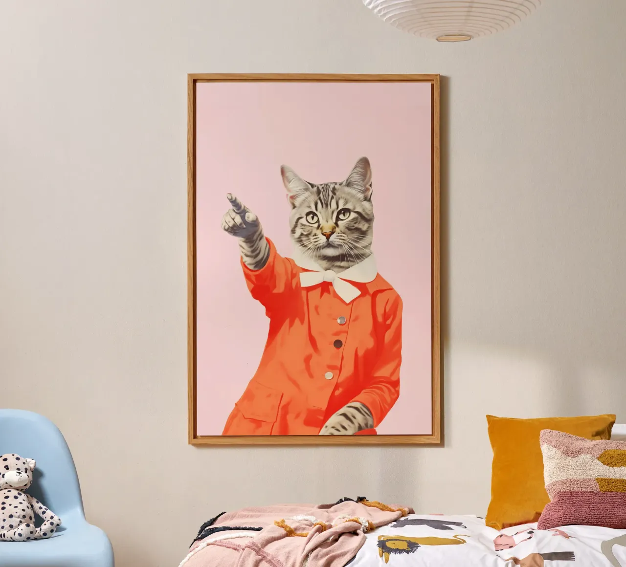 Kitty Cat in Orange Kleid Alu-Dibond von Malou-Studio