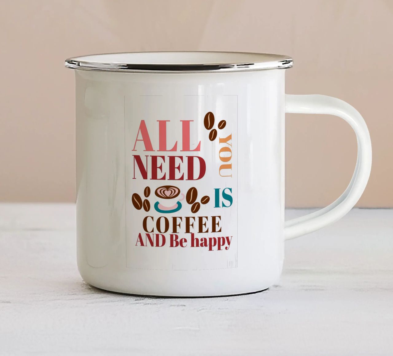 Tutto ciò che serve è caffè e felicità tazza in smalto da inspirational quote