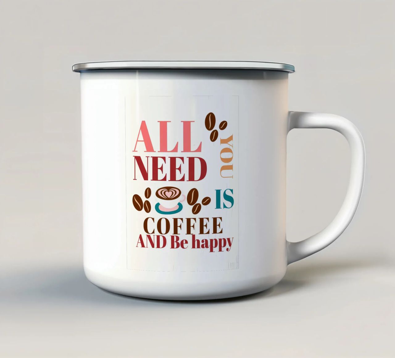 Tutto ciò che serve è caffè e felicità tazza in smalto da inspirational quote