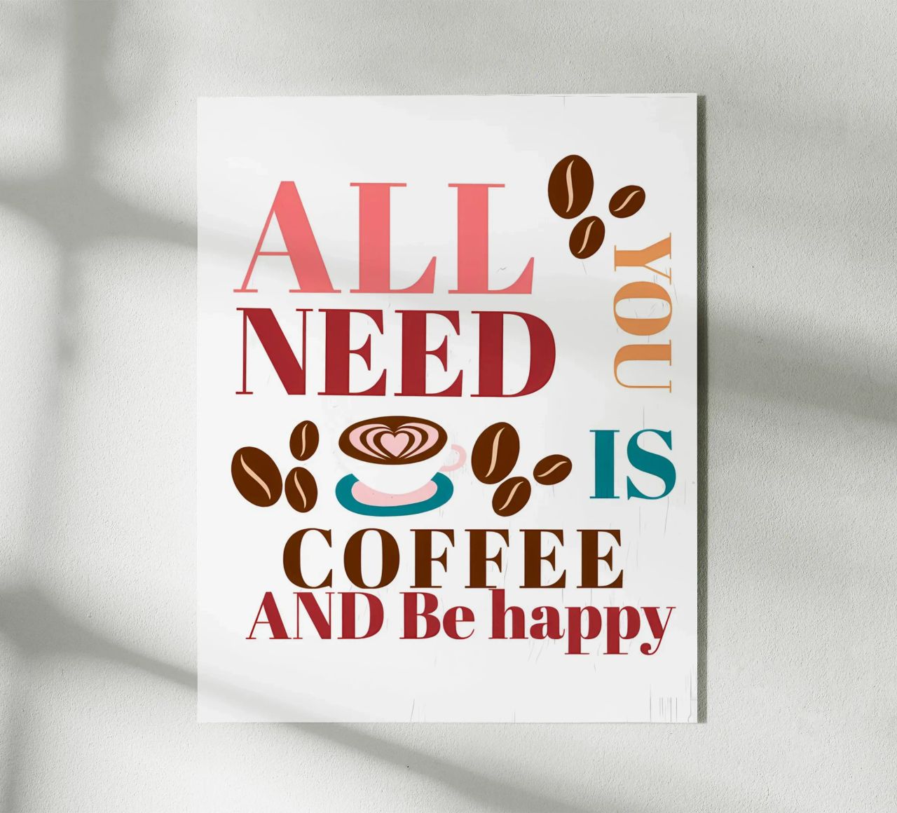 Tutto ciò che serve è caffè e felicità plexiglass da inspirational quote